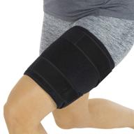 🏋️ optimized thigh brace - adjustable compression sleeve support for pulled groin muscle, sprains, quadricep, tendinitis, workouts, sciatica pain, and sports recovery - men, women (black) логотип