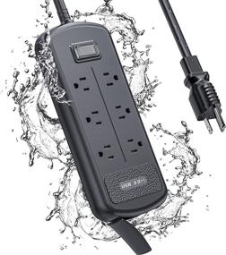 img 4 attached to 🔌 Waterproof Outdoor Power Strip Surge Protector with 3 USB Ports and 6 Outlets, 6 FT Extension Cord, Shockproof Overload Protection, Mountable for Home Office Patio Porch, Black