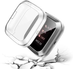 img 1 attached to GGOOIG 3-Pack Clear Screen Protector Case for Fitbit Versa 2: Full Coverage and Slim Design for Enhanced Protection