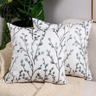 btyrle 18x18 inch decorative throw pillow covers set of 2 - jacquard leaf design - square cushion covers for couch in blue логотип