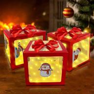 🎁 set of 3 transparent warm white lighted gift boxes for christmas decoration - large size with 60 led lights - ideal for indoor home yard party decoration logo