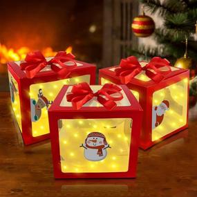 img 4 attached to 🎁 Set of 3 Transparent Warm White lighted gift boxes for Christmas decoration - Large Size with 60 LED Lights - Ideal for Indoor Home Yard Party Decoration