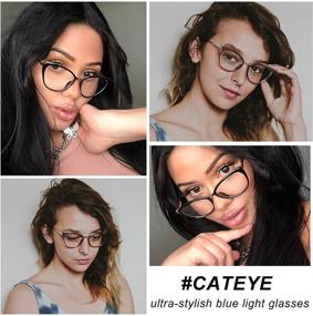 img 3 attached to 👓 Очки для компьютера в стиле «кошачий глаз» для женщин VANLINKER без рецепта, с защитой от синего излучения для предотвращения напряжения глаз - VL9109