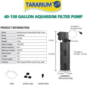 img 2 attached to 🐟 TARARIUM Internal Aquarium Filter System for 40-150 Gallon Fish Tanks - Submersible Water Pump Filter, 4-in-1 Air Pump Wavemaker, andLarge Aquarium Filter with 300 GPH for Enhanced Waves