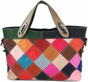 img 2 attached to Color Blocking Portable Messenger Colorful Multi Color Women's Handbags & Wallets