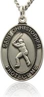 ⚾ st. christopher baseball medal: sterling silver necklace with rhodium plating logo