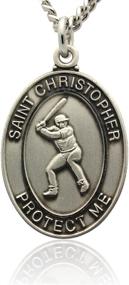 img 4 attached to ⚾ St. Christopher Baseball Medal: Sterling Silver Necklace with Rhodium Plating