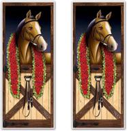 декор для дерби-дня: набор из 2 многоцветных дверных накидок для скачек на лошадях от beistle - для использования внутри и снаружи, размером 30" x 6' логотип