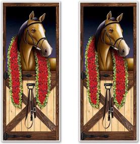img 3 attached to Декор для Дерби-дня: набор из 2 многоцветных дверных накидок для скачек на лошадях от Beistle - для использования внутри и снаружи, размером 30" x 6'