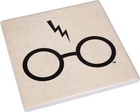 img 1 attached to Set of 4 Harry Potter Ceramic Coasters by Seven20 - Protect Tables with Themed Coaster Set - Ideal Harry Potter Gifts for Women and Men - White, Grey and Gold