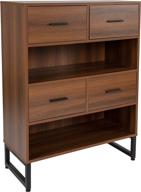 premium 2-shelf and 4-drawer bookcase by taylor + logan - rustic wood grain finish for optimal storage логотип