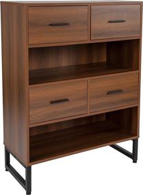 img 3 attached to Premium 2-Shelf and 4-Drawer Bookcase by Taylor + Logan - Rustic Wood Grain Finish for Optimal Storage