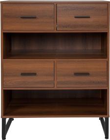 img 1 attached to Premium 2-Shelf and 4-Drawer Bookcase by Taylor + Logan - Rustic Wood Grain Finish for Optimal Storage