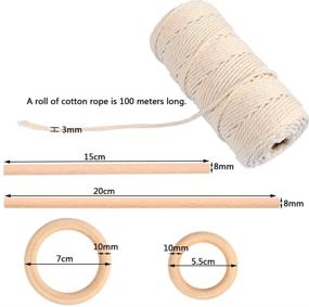 img 3 attached to WOWOSS 3mm Natural Macrame Cord with Wood Ring, Stick, and Beads - Perfect for DIY Plant Hangers, Crafts, Knitting (109 Yards)