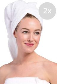 img 3 attached to 🛀 Women's Ecofabric Terry Cloth Spa Set: Body Wrap & 2 Hair Towels (White) by Fishers Finery