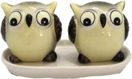 🧂 3 piece owl salt and pepper shaker with tray (cream): perfect gifts for house warming, wedding, and collectors logo