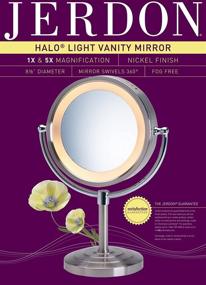 img 1 attached to 💡 Jerdon 8.5-Inch Halo Lighted Vanity Mirror with 5x Magnification, Nickel & Chrome Finish