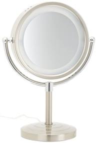 img 2 attached to 💡 Jerdon 8.5-Inch Halo Lighted Vanity Mirror with 5x Magnification, Nickel & Chrome Finish
