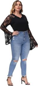 img 1 attached to 👗 Hanna Nikole Plus Size Sheer Bodysuit with Long Sleeves - See Through Jumpsuit