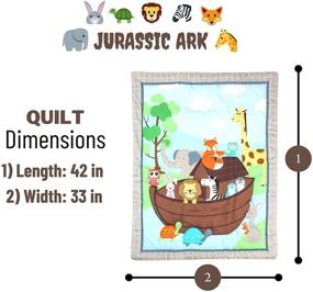 img 2 attached to 🦕 Jurassic Ark 4-Piece Baby Bedding Set for Boys and Girls - Includes Crib Fitted Sheet, Quilt, Dust Ruffle & Pillow Cover - Fits Standard Size Crib