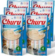 inaba churu cat treats - grain-free lickable creamy purée with vitamin e & taurine, tuna & scallop recipe – 24 tubes логотип