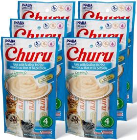 img 4 attached to Inaba Churu Cat Treats - Grain-Free Lickable Creamy Purée with Vitamin E & Taurine, Tuna & Scallop Recipe – 24 Tubes