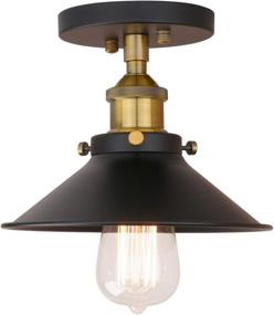 img 4 attached to 🛋️ Pathson Vintage Ceiling Light: Stylish Metal Shade Fixture for Hallway, Loft, Kitchen, and Bar - Brass Black Semi-Flush Mounted Lighting (Antique)