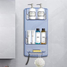 img 4 attached to 🚿 TROPICALTREE Plastic Shower Caddy - Hanging Shower Organizer with 6 Hooks, Baffle Anti-Drop Design, Removable Shower Holder for Shampoo and Soap, No Drilling Bathroom Caddy that's Easy to Clean