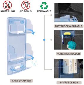 img 2 attached to 🚿 TROPICALTREE Plastic Shower Caddy - Hanging Shower Organizer with 6 Hooks, Baffle Anti-Drop Design, Removable Shower Holder for Shampoo and Soap, No Drilling Bathroom Caddy that's Easy to Clean