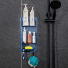 img 1 attached to 🚿 TROPICALTREE Plastic Shower Caddy - Hanging Shower Organizer with 6 Hooks, Baffle Anti-Drop Design, Removable Shower Holder for Shampoo and Soap, No Drilling Bathroom Caddy that's Easy to Clean