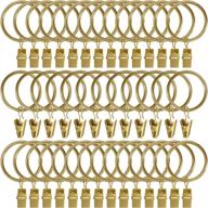 🪝 amzseven 40 pcs metal curtain rings with clips: drapery hooks, decorative rod hangers (1.5 inch interior diameter eyelets) - rustproof plating gold color logo