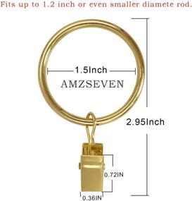 img 3 attached to 🪝 AMZSEVEN 40 PCS Metal Curtain Rings with Clips: Drapery Hooks, Decorative Rod Hangers (1.5 Inch Interior Diameter Eyelets) - Rustproof Plating Gold Color
