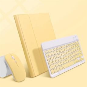 img 3 attached to ✨ Yellow iPad Air 4 Keyboard Case with Mouse and Backlit Detachable Slim Keyboard, Flip Folio Smart Cover - Ideal for Women (10.9 inch)