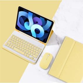 img 4 attached to ✨ Yellow iPad Air 4 Keyboard Case with Mouse and Backlit Detachable Slim Keyboard, Flip Folio Smart Cover - Ideal for Women (10.9 inch)