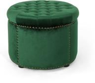 💚 carlos glam velvet tufted ottoman by christopher knight home in emerald hue logo