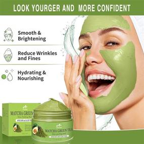 img 3 attached to Revitalizing Green Tea Skincare Facial Mask: Detox Clay Mud Mask with Avocado & Aloe - Deep Cleansing, Hydrating, Detoxing & Relaxing Treatment; Reduces Pores, Acne & Blackheads