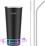 letyet 17oz tumbler cup: bluetooth speaker, led light, vacuum insulated coffee cup (black) логотип