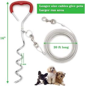 img 3 attached to 🐶 Premium 20FT Dog Outdoor Chain with Stake | Reflective Steel Lead | Heavy Duty Tie-Out Stake for Medium Dogs | Camping, Yard, and more