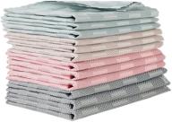 lumirio microfiber cleaning cloths - lint-free, quick-dry, absorbent household dish rags (9 pack, 12inch×16inch) - hanging loop included - 3 grey, 3 pink, 3 green, 3 beige logo
