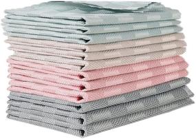img 4 attached to Lumirio Microfiber Cleaning Cloths - Lint-Free, Quick-Dry, Absorbent Household Dish Rags (9 Pack, 12inch×16inch) - Hanging Loop Included - 3 Grey, 3 Pink, 3 Green, 3 Beige