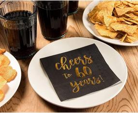 img 1 attached to 🥳 Premium Gold Foil Cheers to 60 Years Black Cocktail Paper Napkins: 50 Pack of 5 x 5 Inch