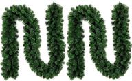 🎄 intergreat christmas garland decorations 8.9 ft unlit artificial pine garland wreath mantle decoration for outdoor indoor non-lit green (2 packs) logo