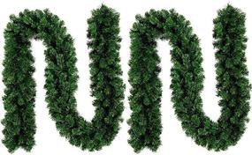 img 4 attached to 🎄 INTERGREAT Christmas Garland Decorations 8.9 ft Unlit Artificial Pine Garland Wreath Mantle Decoration for Outdoor Indoor Non-Lit Green (2 Packs)