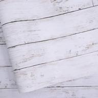 🎄 abyssaly white gray wood paper: removable self-adhesive peel and stick wallpaper for vintage wood panel interior decor - 17.71 in x 118 in - perfect for christmas decoration logo