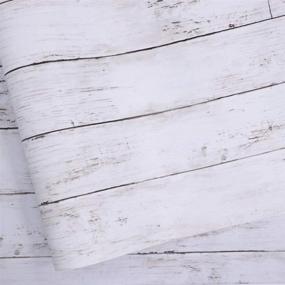 img 4 attached to 🎄 Abyssaly White Gray Wood Paper: Removable Self-Adhesive Peel and Stick Wallpaper for Vintage Wood Panel Interior Decor - 17.71 in X 118 in - Perfect for Christmas Decoration