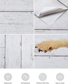 img 3 attached to 🎄 Abyssaly White Gray Wood Paper: Removable Self-Adhesive Peel and Stick Wallpaper for Vintage Wood Panel Interior Decor - 17.71 in X 118 in - Perfect for Christmas Decoration