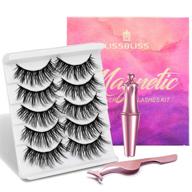 magnetic eyelashes and eyeliner set - natural-looking magnetic eyelashes kit, assorted 3d mink lashes, reusable falsies with applicator, glue-free (5-pairs) (mink-effect) logo