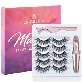 img 3 attached to Magnetic Eyelashes and Eyeliner Set - Natural-Looking Magnetic Eyelashes Kit, Assorted 3D Mink Lashes, Reusable Falsies with Applicator, Glue-Free (5-Pairs) (Mink-Effect)