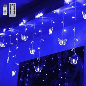 img 4 attached to 🦋 Blue Butterfly Curtain Lights: 120 LED 4.5M USB Powered, 8 Modes, Remote Control, Waterproof Twinkle Lights for Bedroom, Christmas, Party Decoration