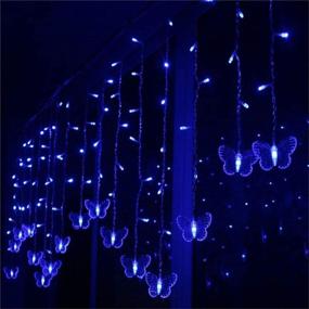 img 2 attached to 🦋 Blue Butterfly Curtain Lights: 120 LED 4.5M USB Powered, 8 Modes, Remote Control, Waterproof Twinkle Lights for Bedroom, Christmas, Party Decoration